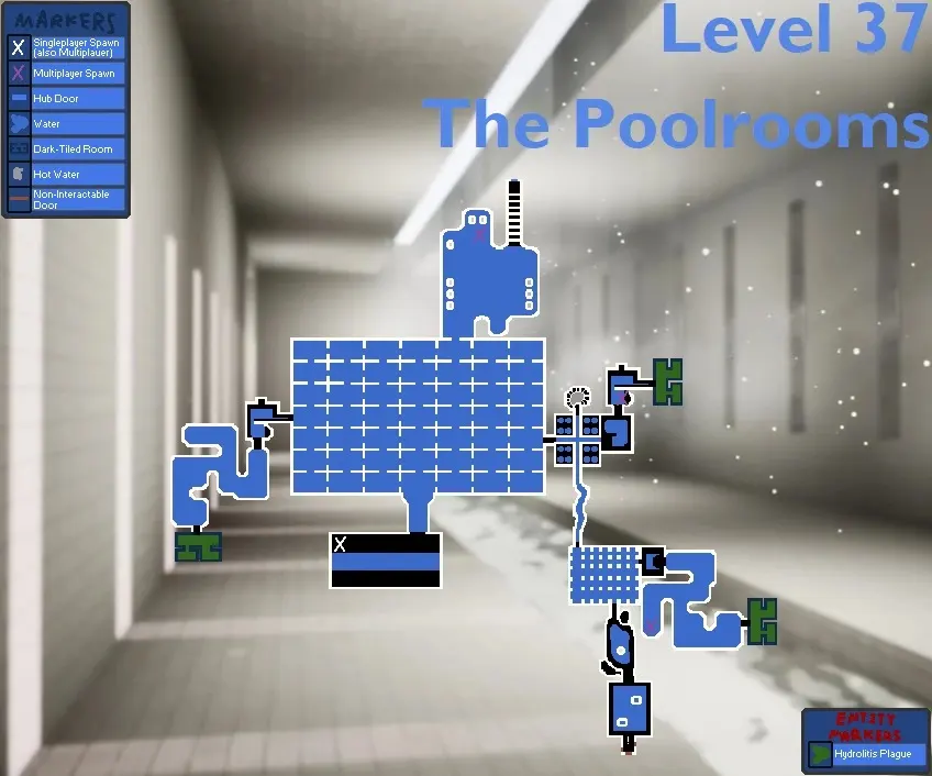 Poolrooms environment in Escape the Backrooms